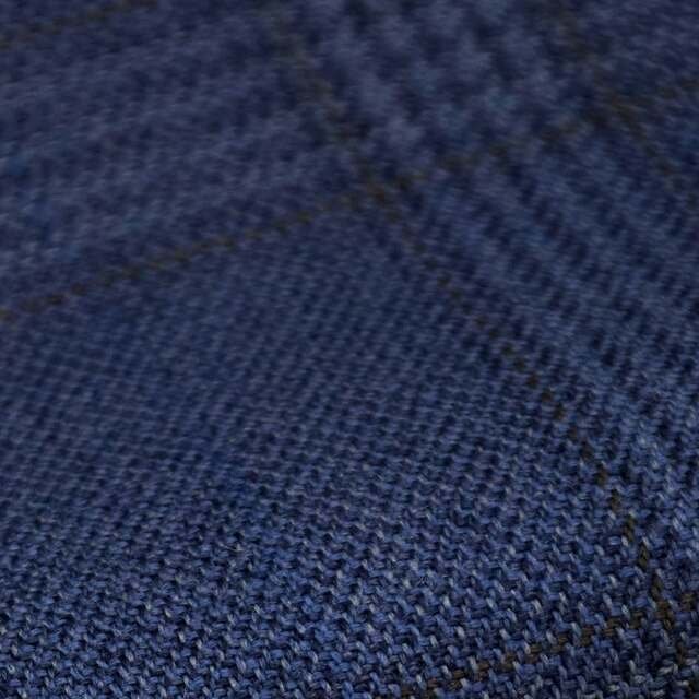 Navy worsted with a faint windowpane check.